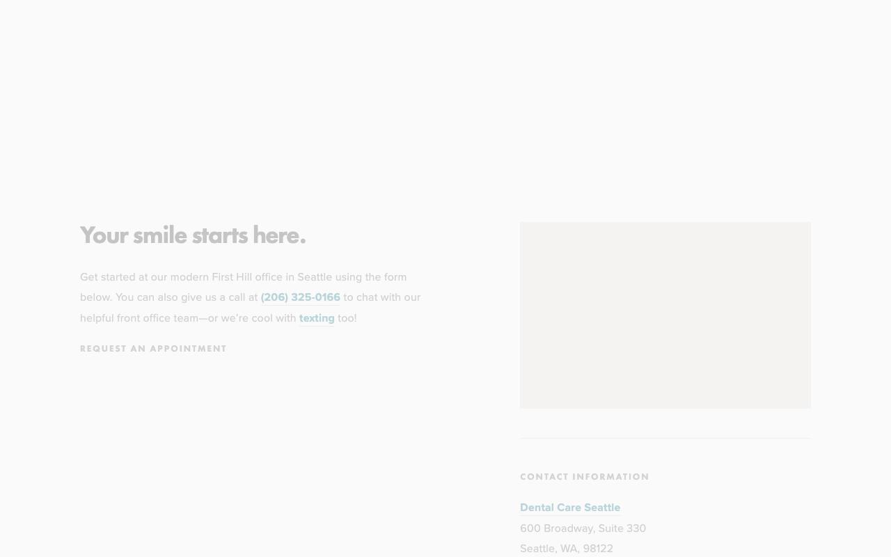 Dental Care Seattle homepage with team-forward trust signals