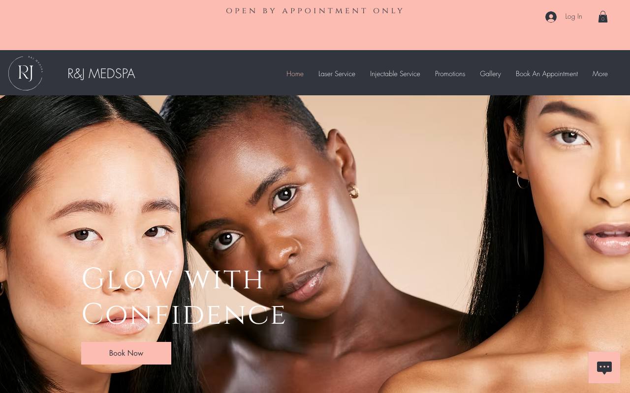 RJ Med Spa homepage highlighting providers and consultation booking
