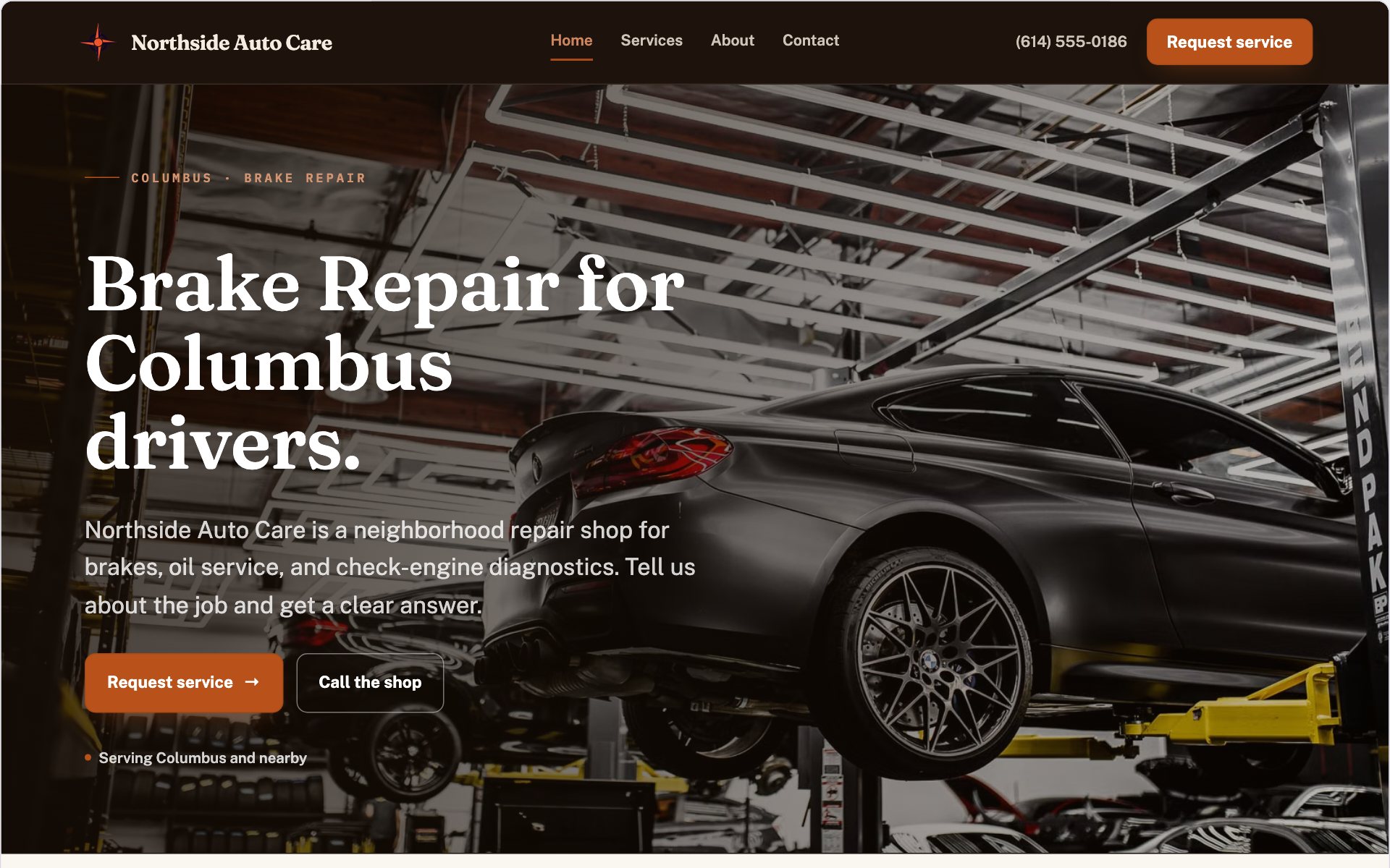 Northside Auto Care demo website built with Routeless Go