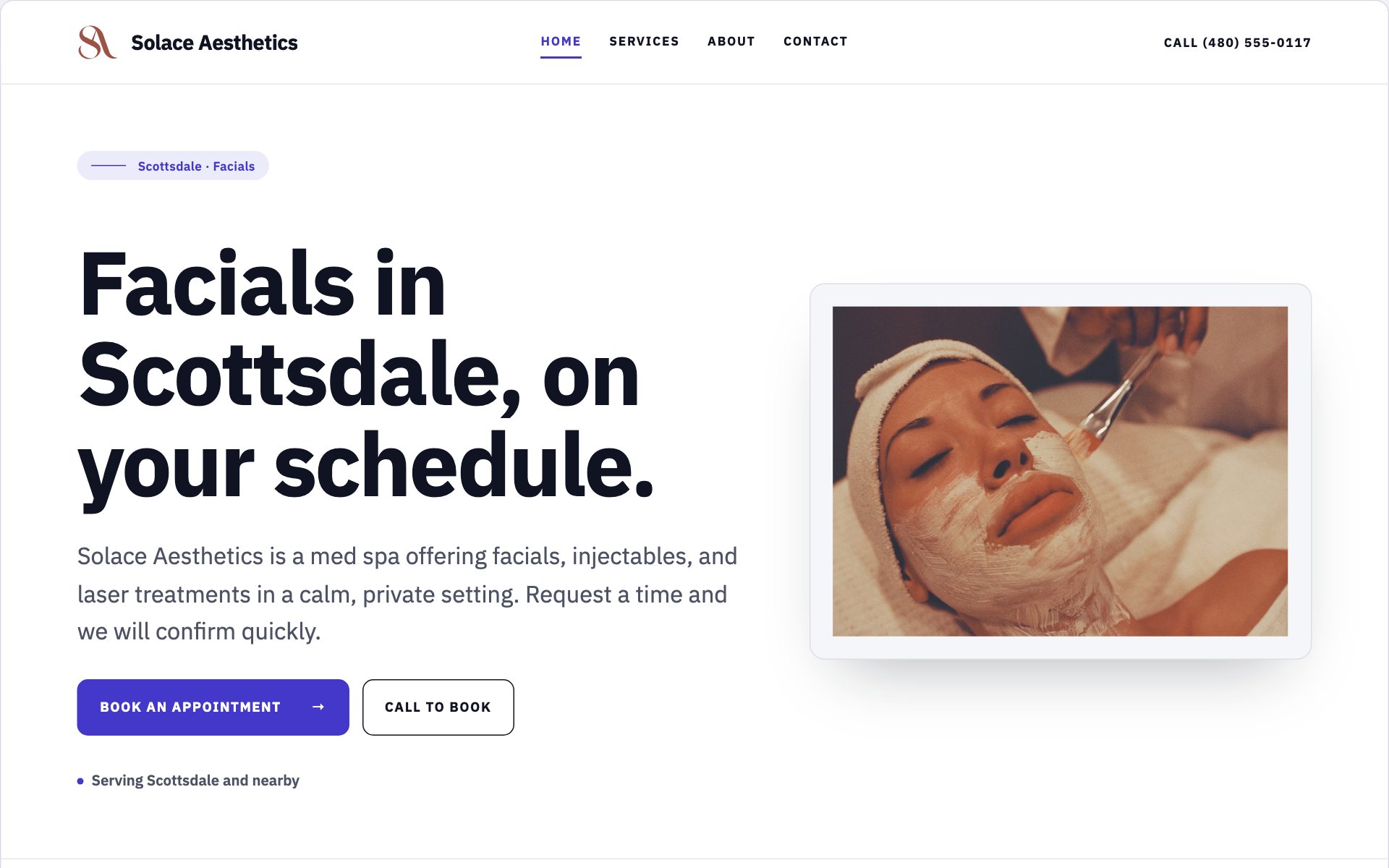 Solace Aesthetics demo website built with Routeless Go