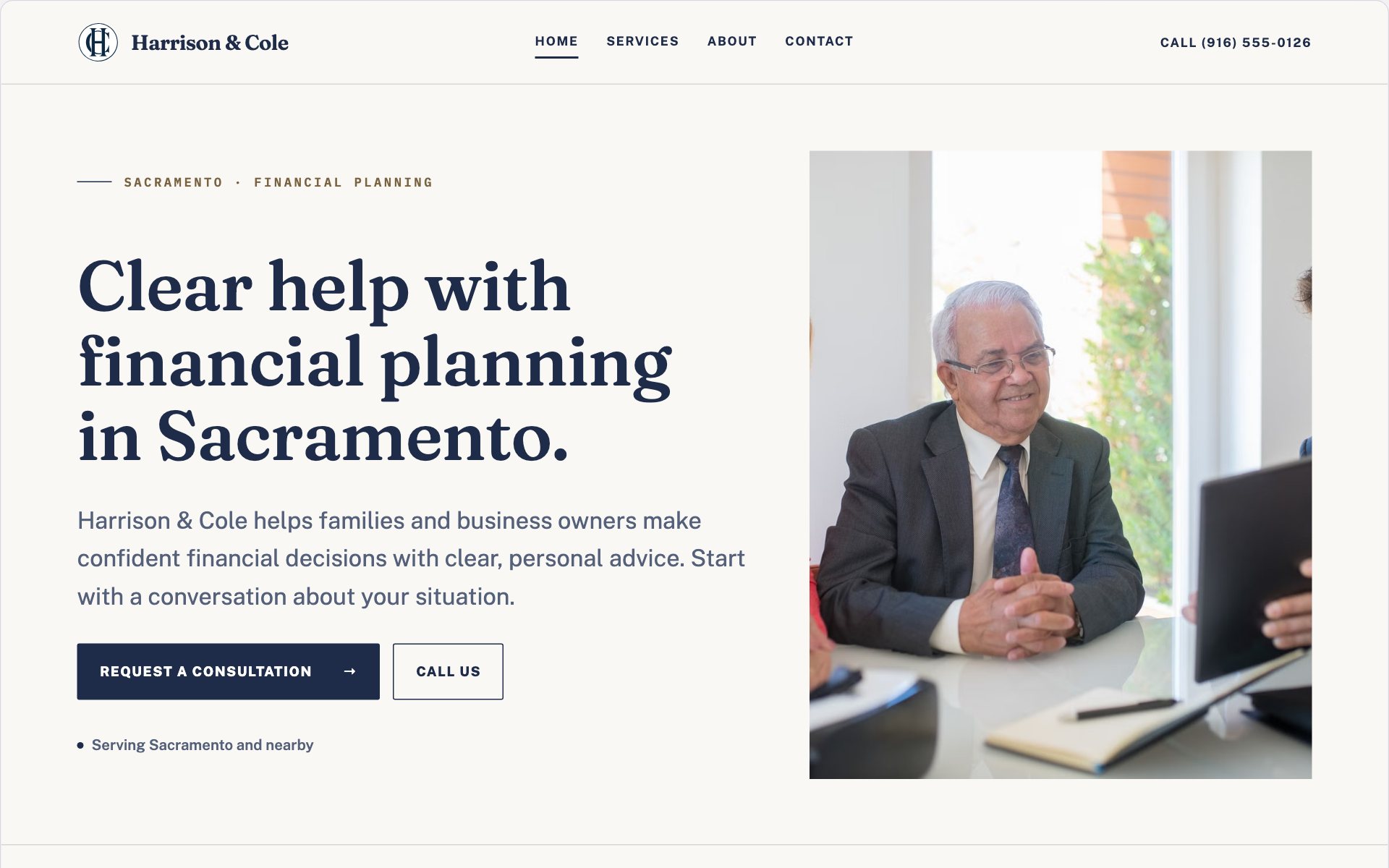 Harrison & Cole demo website built with Routeless Go