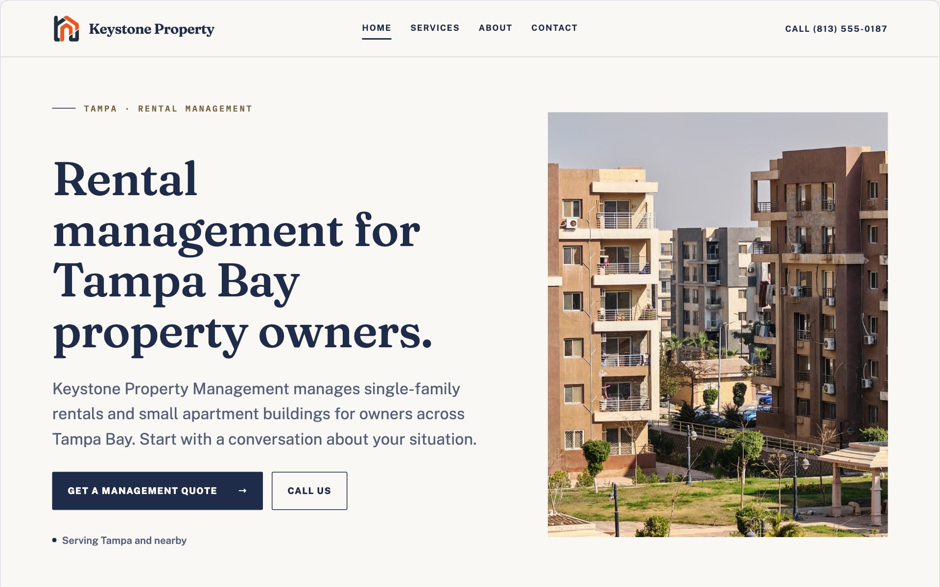 Keystone Property Management demo website built with Routeless Go