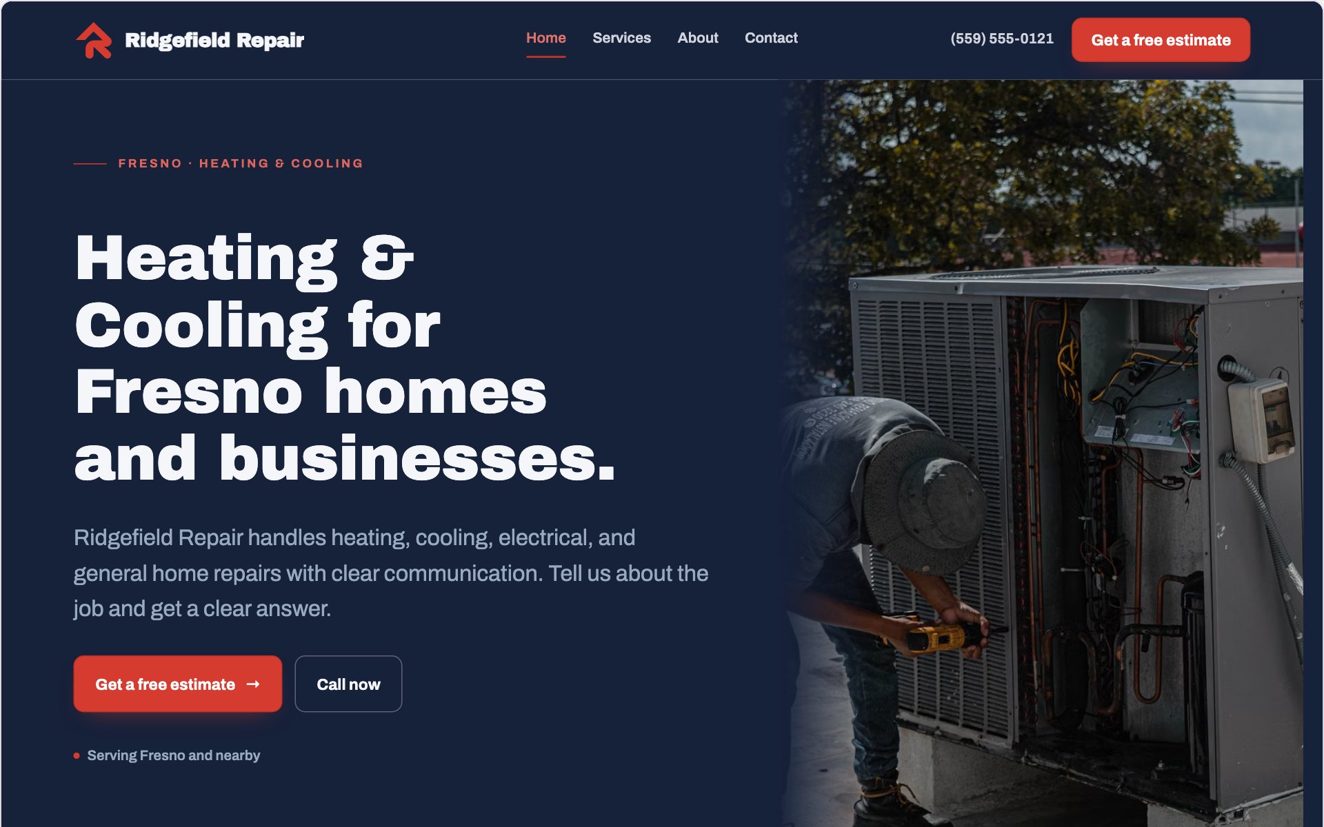 Ridgefield Repair demo website built with Routeless Go