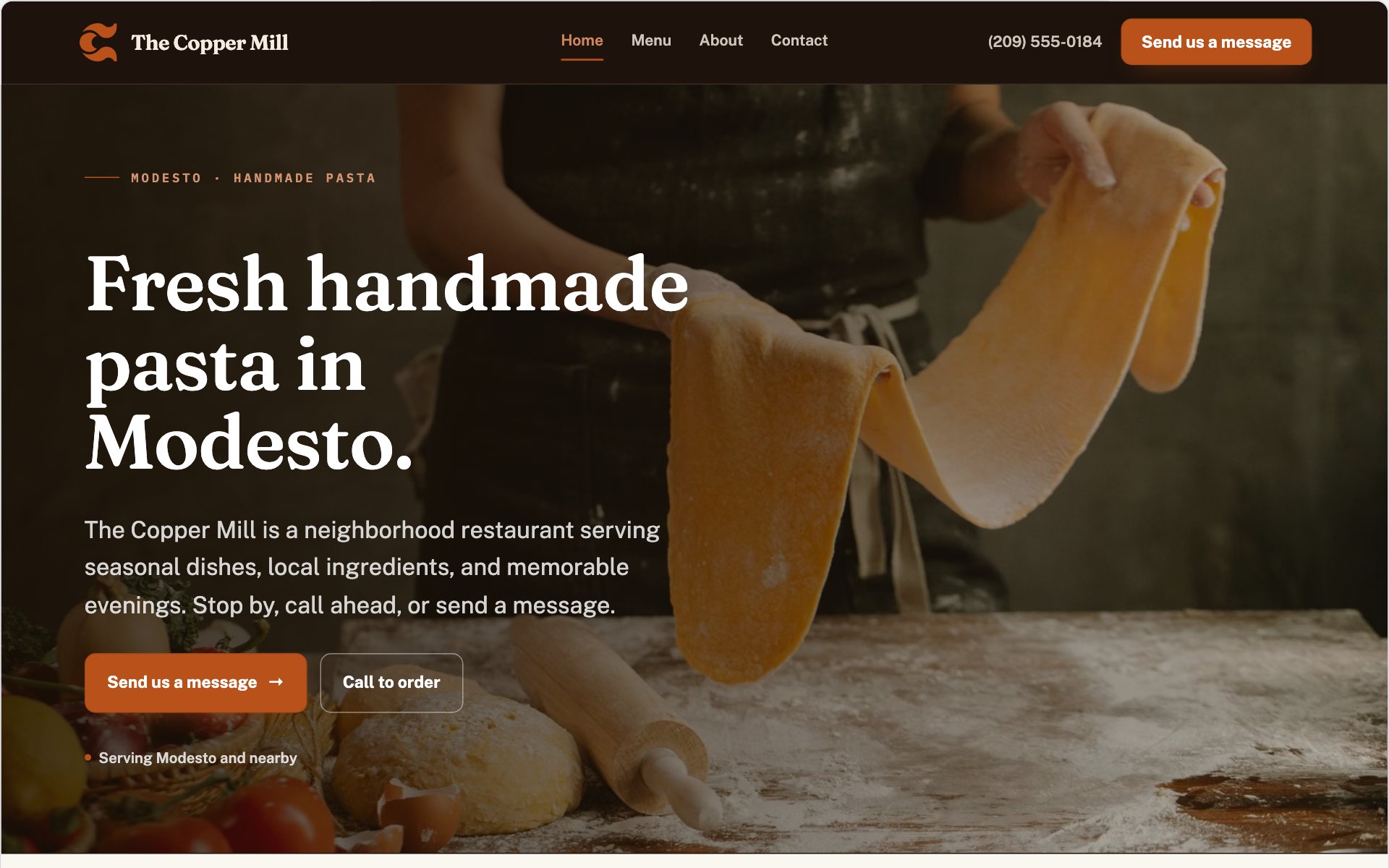 The Copper Mill demo website built with Routeless Go