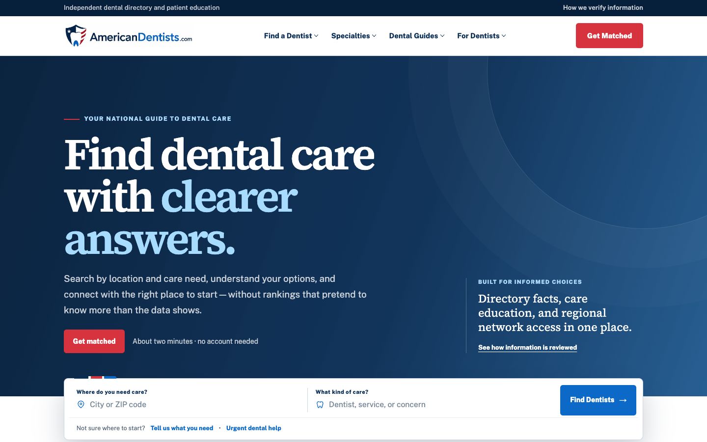 American Dentists homepage