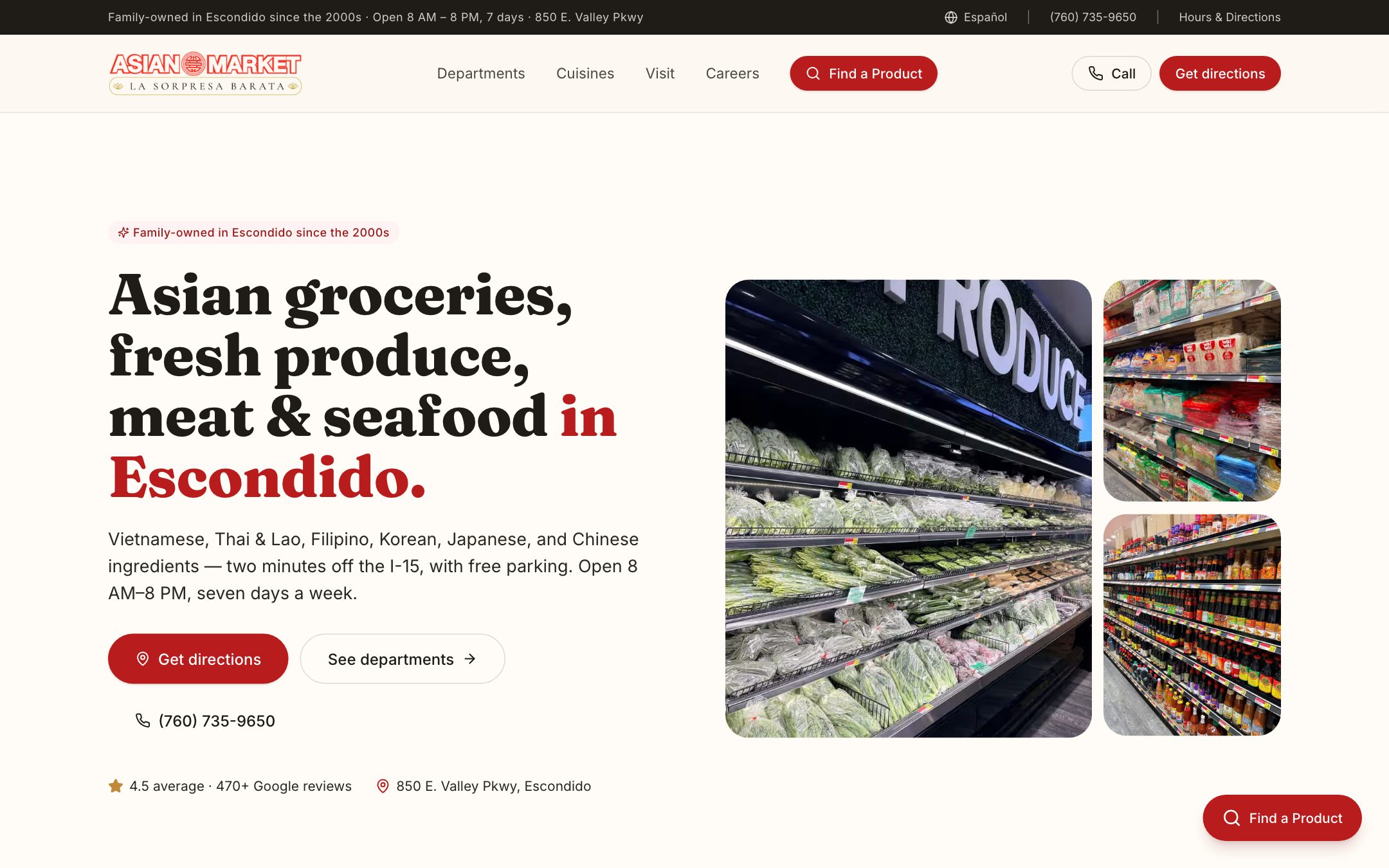 Asian Market Escondido website