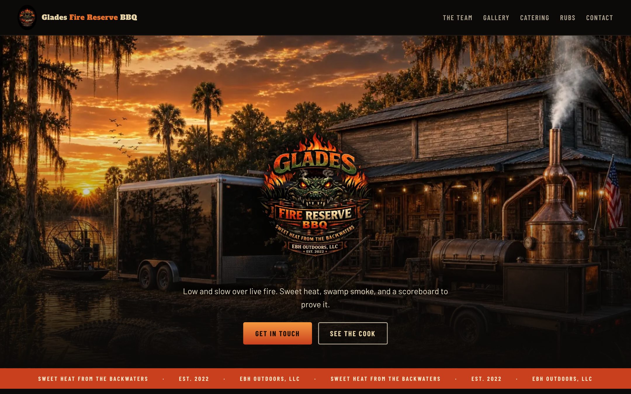 Glades Fire Reserve BBQ website home page