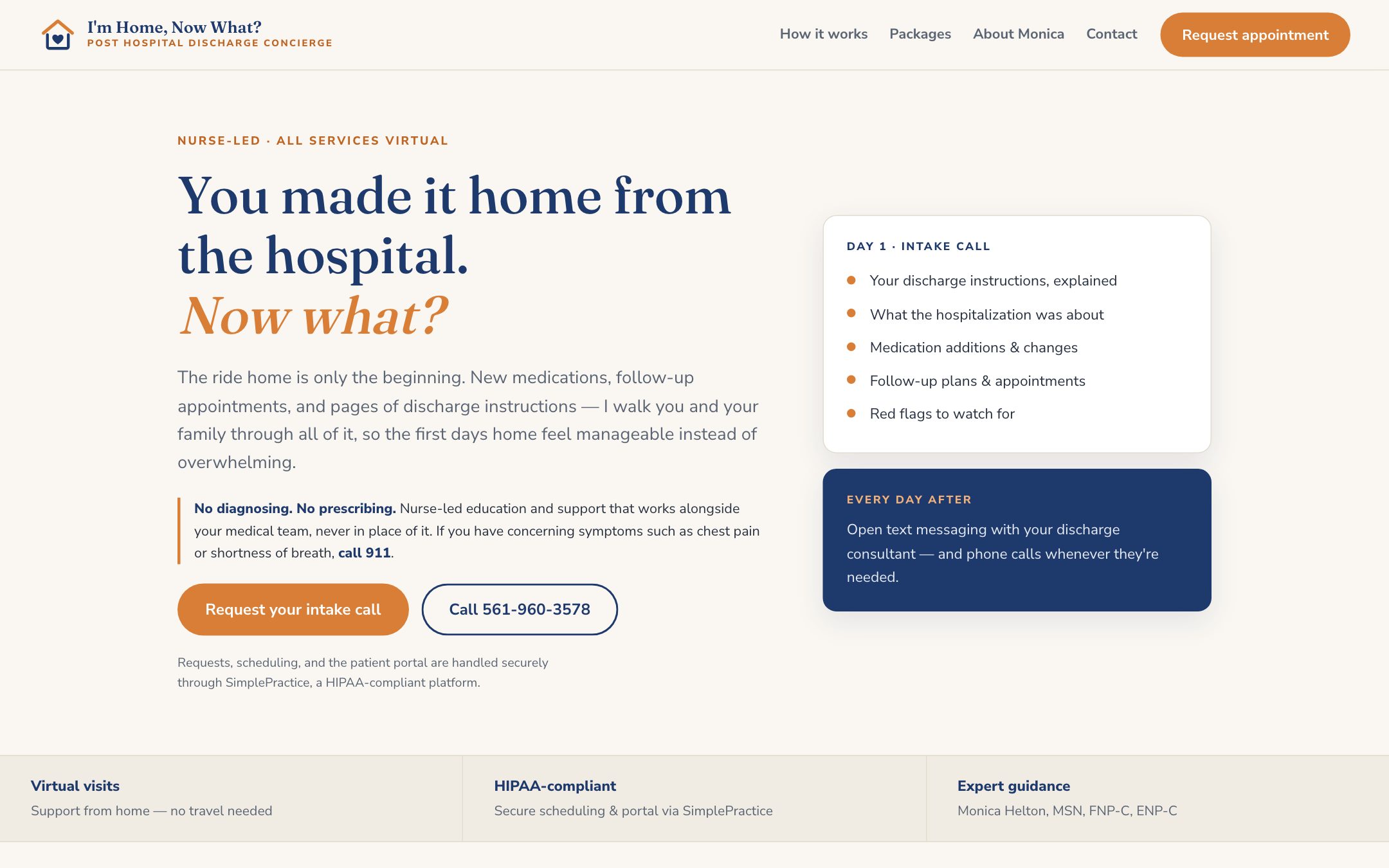 I'm Home, Now What? website home page